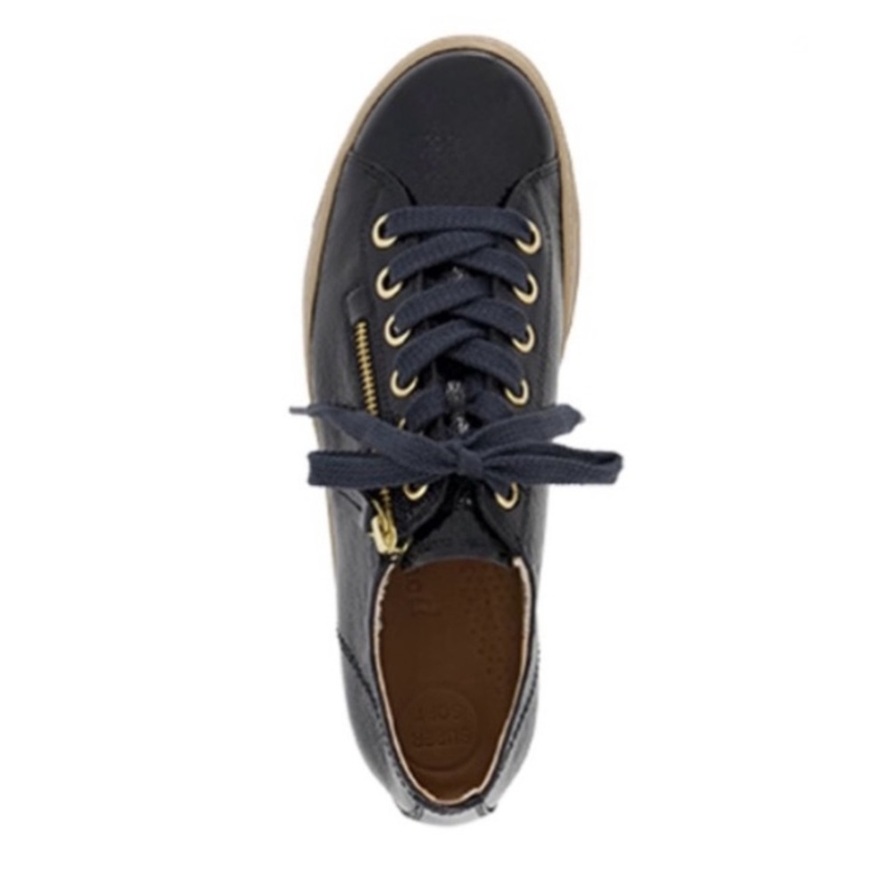 Patent Leather Sneakers with zipper. Dark Blue color. US women’s sizes - Picture 2 of 2